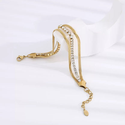 Triple Layer Crystal Gold Bracelet – Luxury Chain Bracelet for Women | Myst Juels