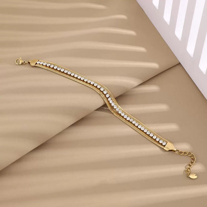 Triple Layer Crystal Gold Bracelet – Luxury Chain Bracelet for Women | Myst Juels