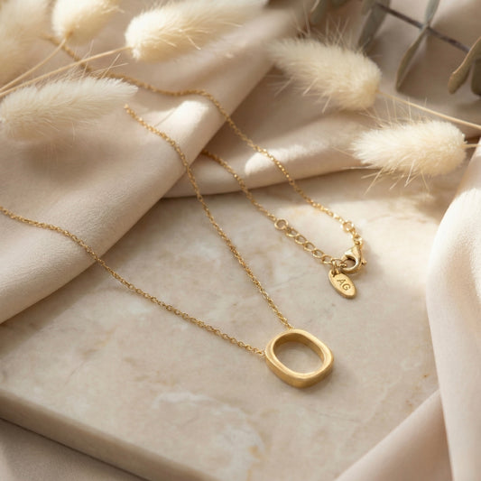 Minimal Oval Gold Pendant Necklace – Champagne Gold Stainless Steel | Myst Juels
