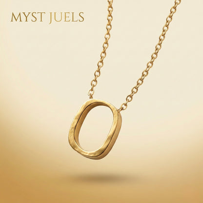 Minimal Oval Gold Pendant Necklace – Champagne Gold Stainless Steel | Myst Juels