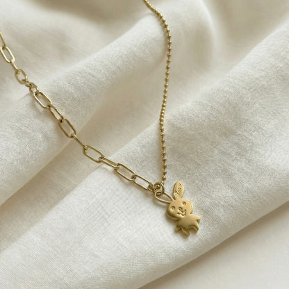 Cute Bunny Love Gold Pendant Necklace – Champagne Gold Stainless Steel | Myst Juels