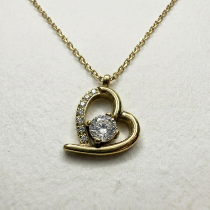 Elegant Heart Crystal Gold Pendant Necklace – Champagne Gold | Myst Juels