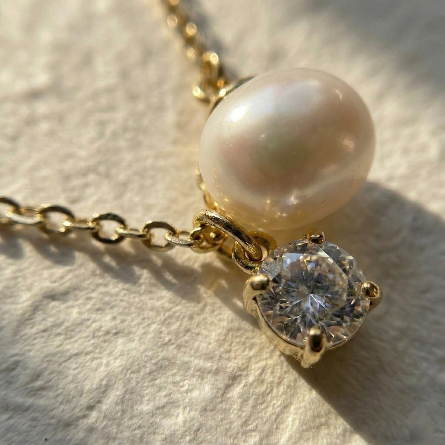 Pearl & Crystal Dual Pendant Gold Necklace – Champagne Gold | Myst Juels