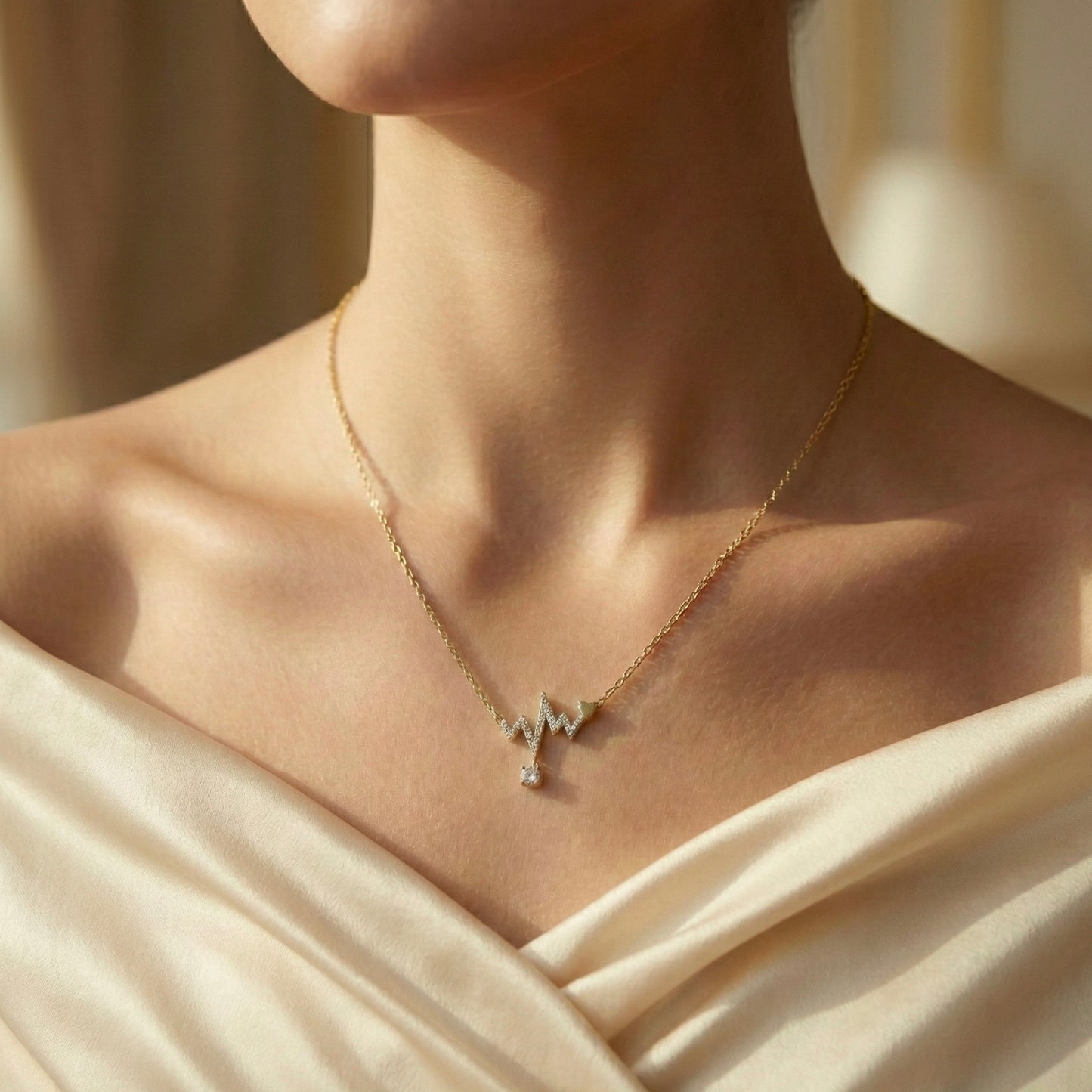 Heartbeat Love Pendant Necklace with Sparkling Stone | Myst Juels