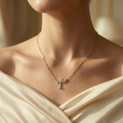 Heartbeat Love Pendant Necklace with Sparkling Stone | Myst Juels