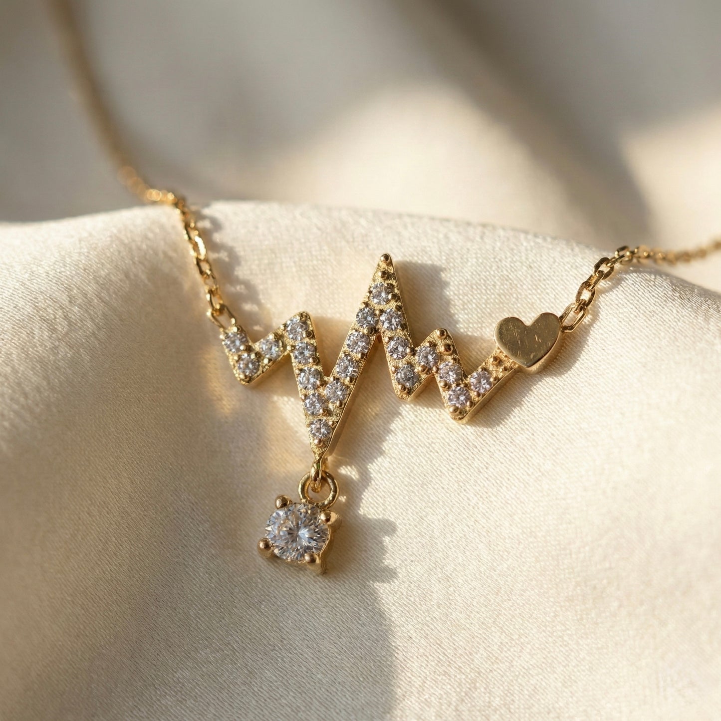 Heartbeat Love Pendant Necklace with Sparkling Stone | Myst Juels