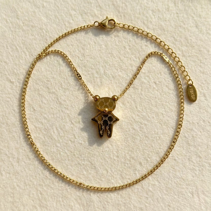 Golden Teddy Bear Pendant Necklace – Cute Luxury Charm | Myst Juels