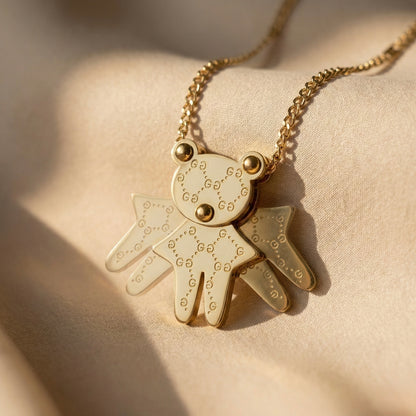 Golden Teddy Bear Pendant Necklace – Cute Luxury Charm | Myst Juels