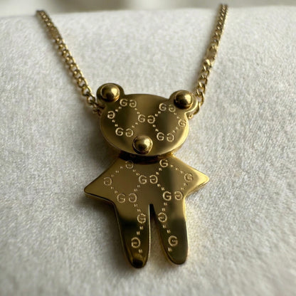 Golden Teddy Bear Pendant Necklace – Cute Luxury Charm | Myst Juels