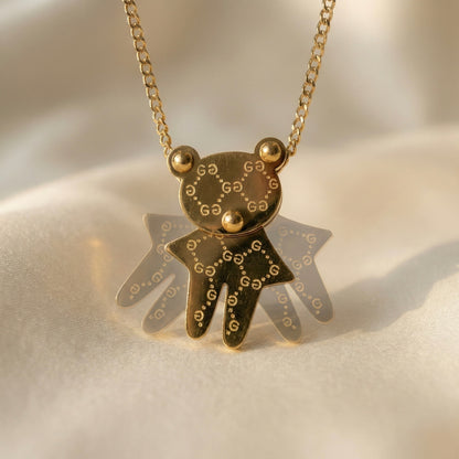 Golden Teddy Bear Pendant Necklace – Cute Luxury Charm | Myst Juels