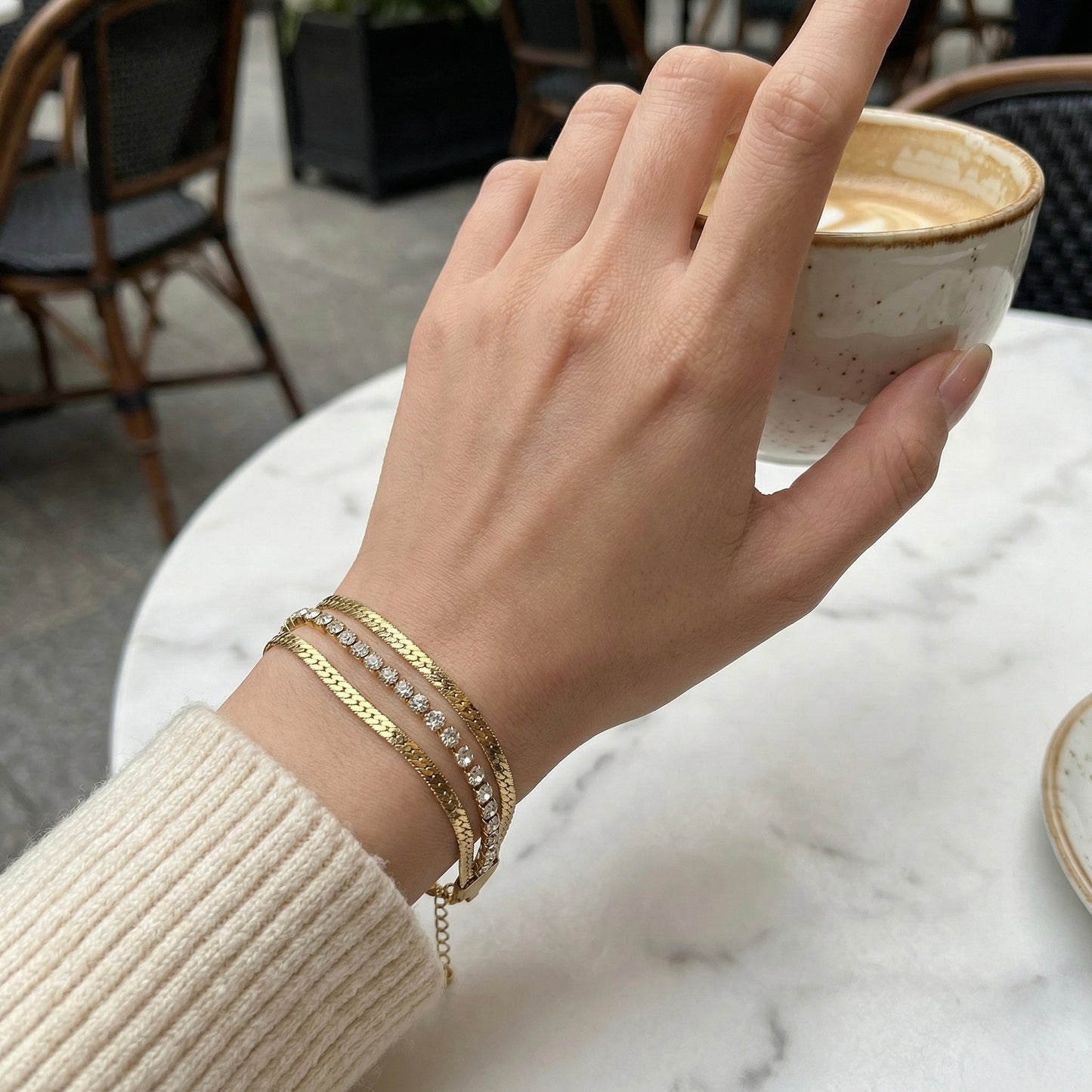 Triple Layer Crystal Gold Bracelet – Luxury Chain Bracelet for Women | Myst Juels