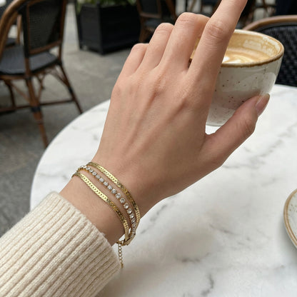 Triple Layer Crystal Gold Bracelet – Luxury Chain Bracelet for Women | Myst Juels