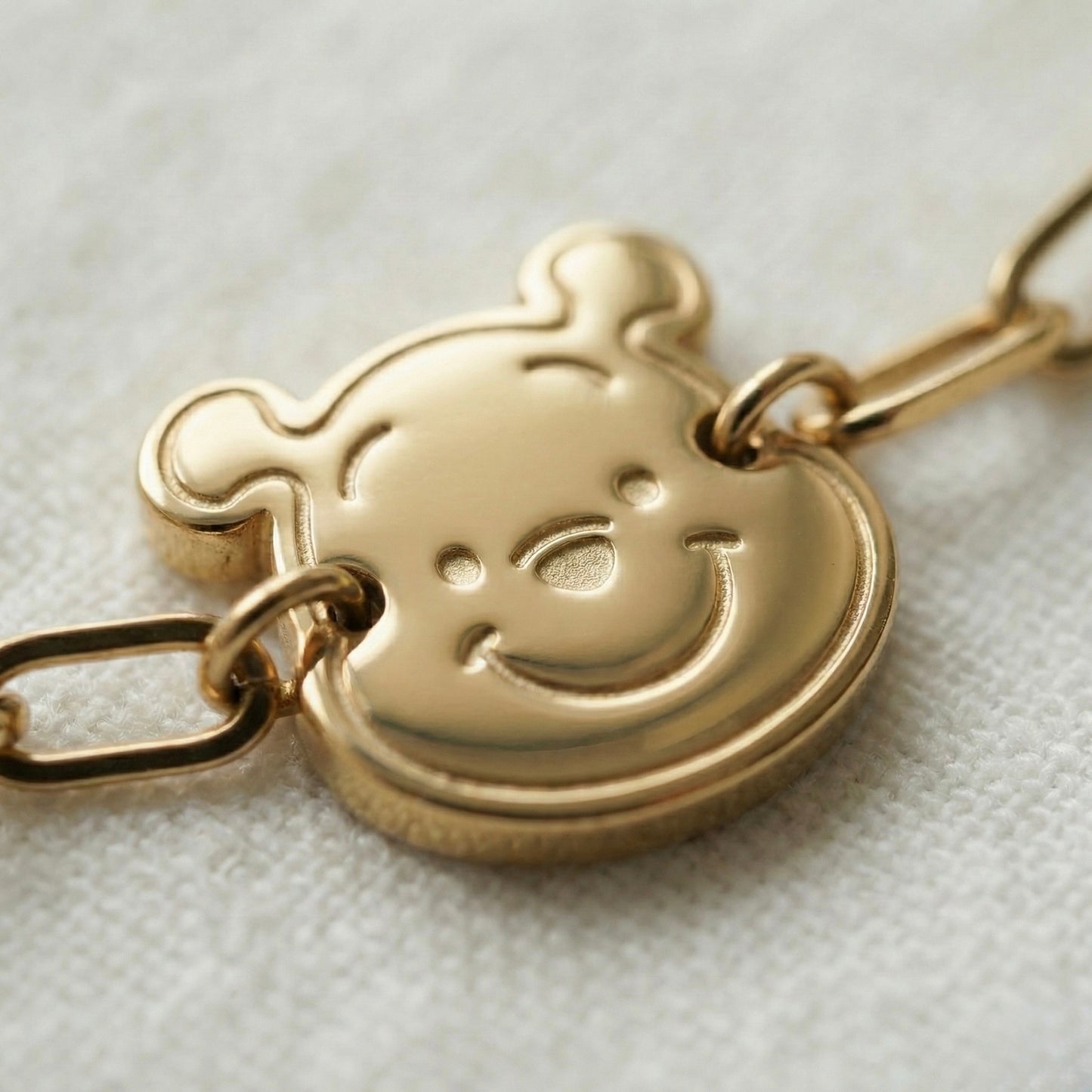 Smiley Bear Charm Gold Bracelet – Cute Minimal Luxury | Myst Juels