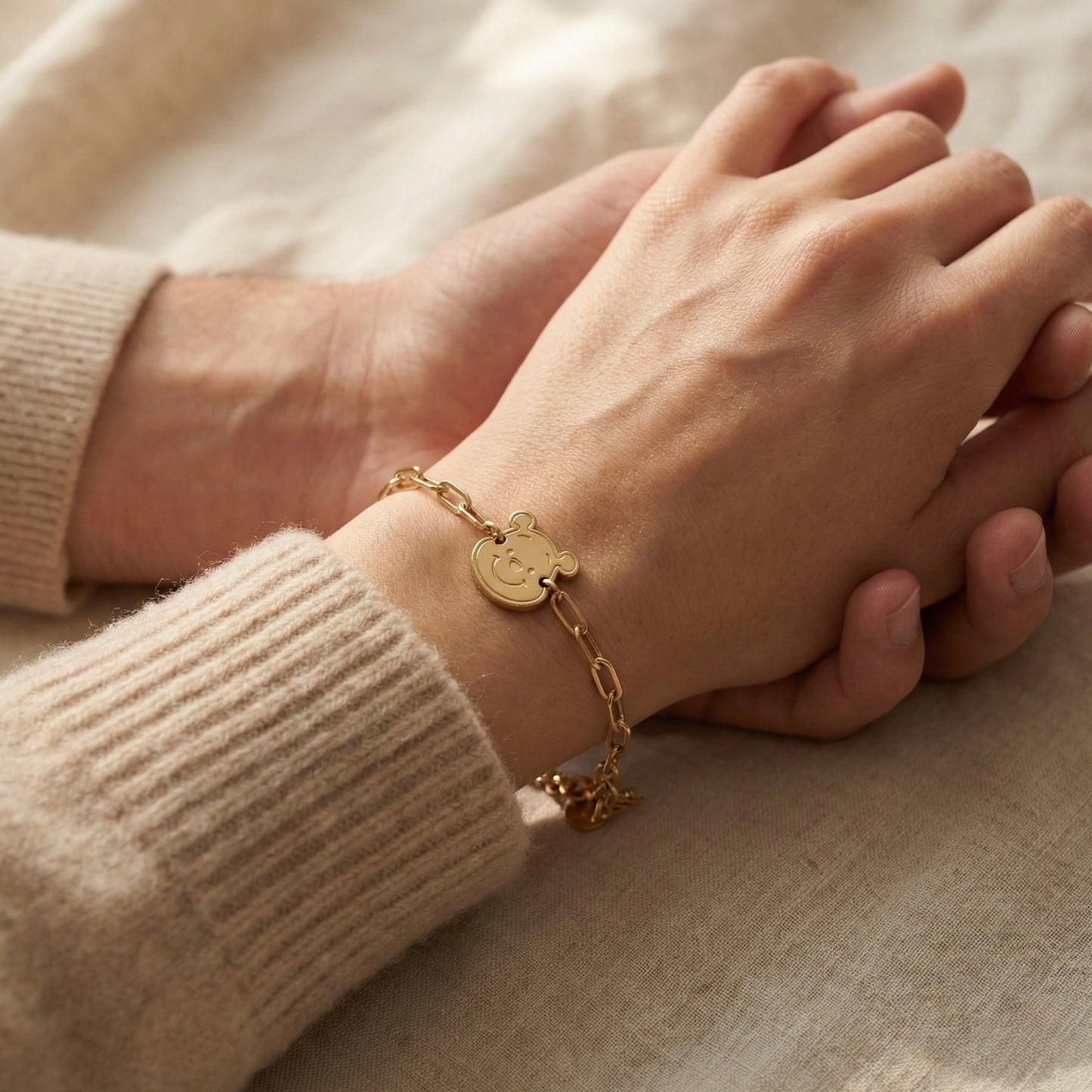Smiley Bear Charm Gold Bracelet – Cute Minimal Luxury | Myst Juels