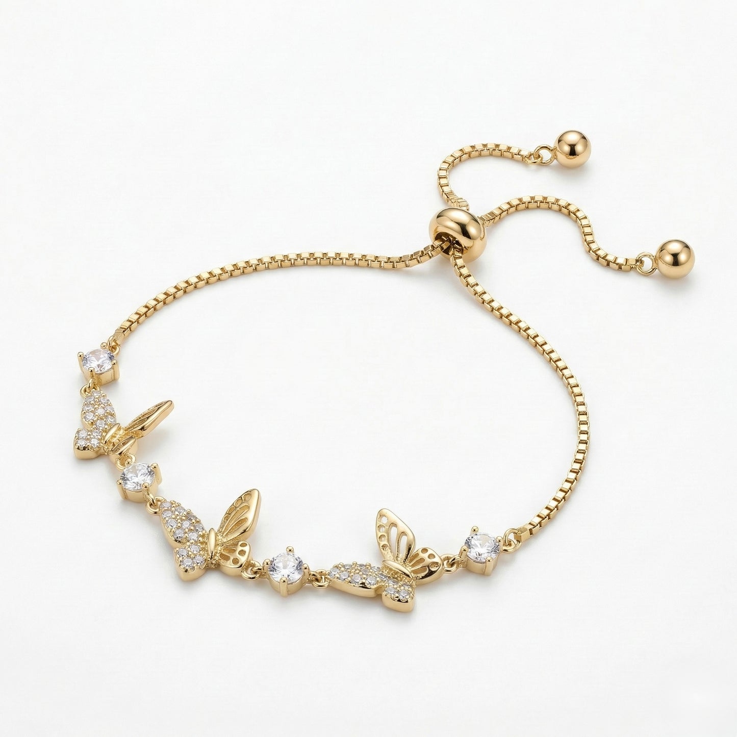 Golden Butterfly Charm Bracelet for Women – Adjustable Luxury Crystal Bracelet | Myst Juels