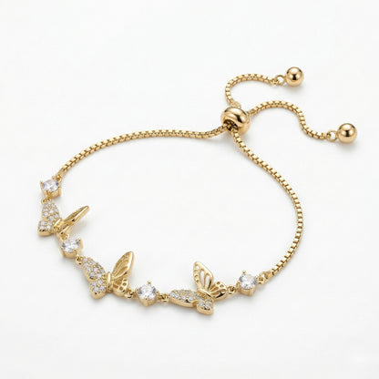 Golden Butterfly Charm Bracelet for Women – Adjustable Luxury Crystal Bracelet | Myst Juels
