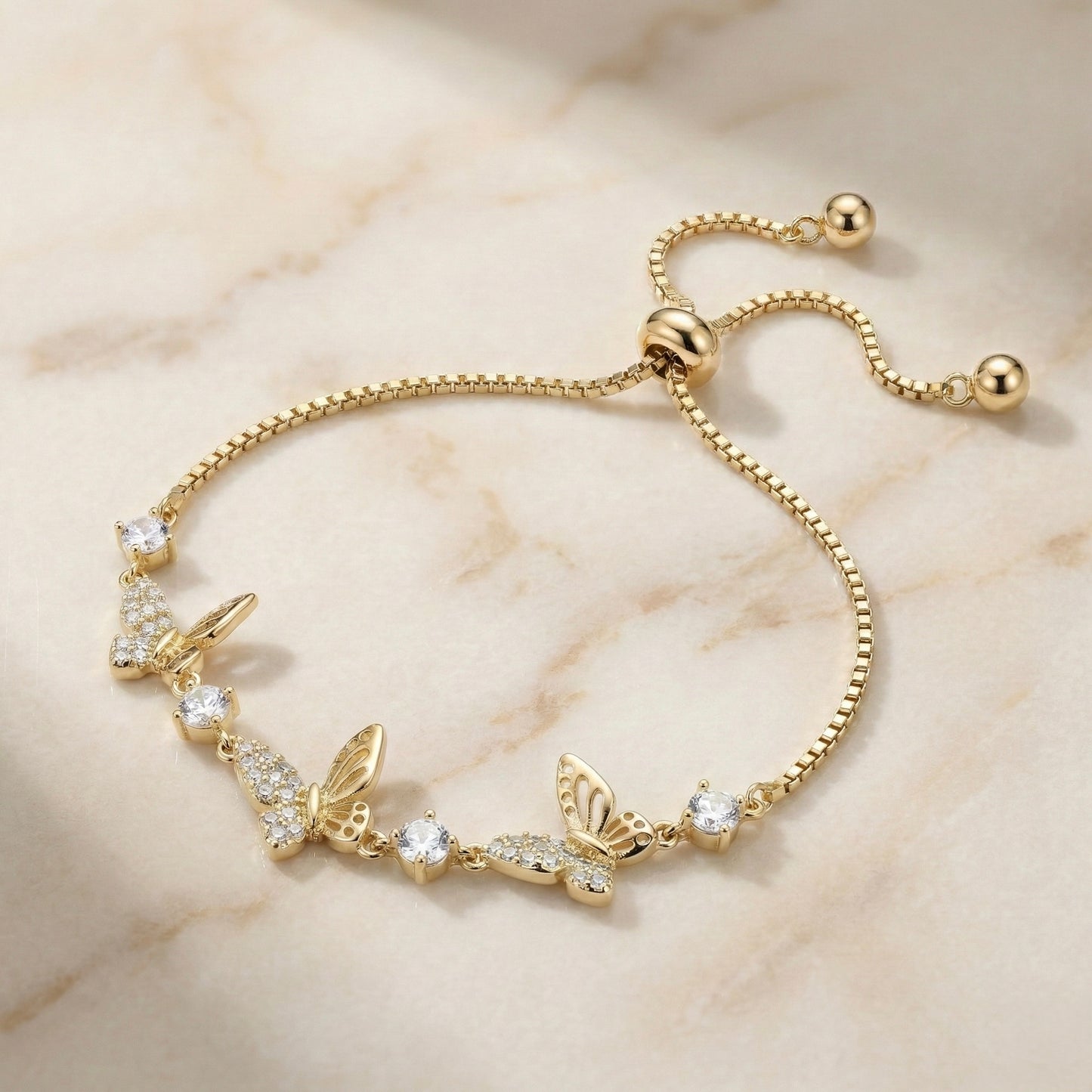 Golden Butterfly Charm Bracelet for Women – Adjustable Luxury Crystal Bracelet | Myst Juels