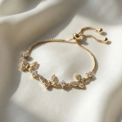 Golden Butterfly Charm Bracelet for Women – Adjustable Luxury Crystal Bracelet | Myst Juels