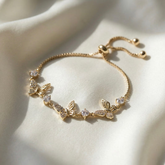Golden Butterfly Charm Bracelet for Women – Adjustable Luxury Crystal Bracelet | Myst Juels