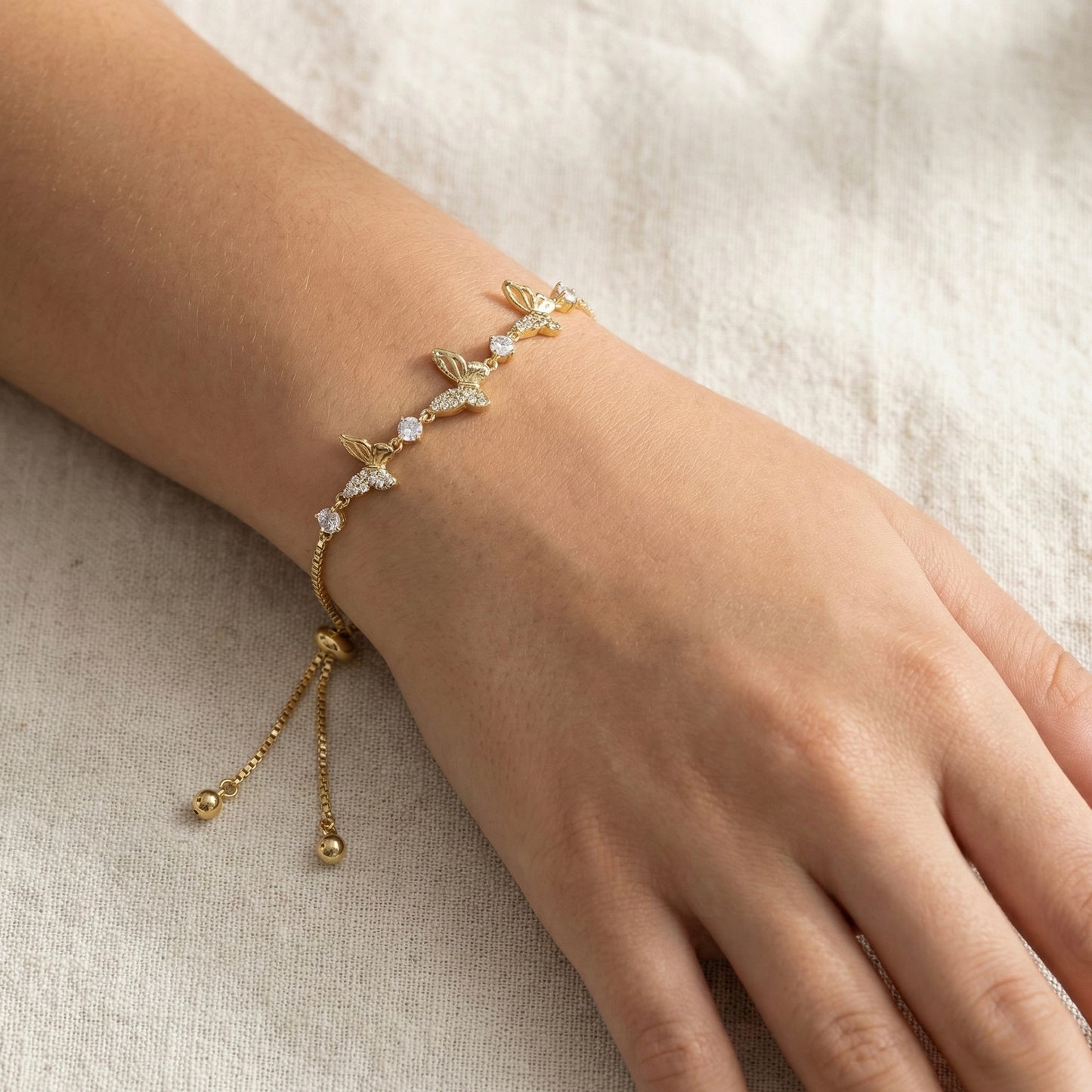 Golden Butterfly Charm Bracelet for Women – Adjustable Luxury Crystal Bracelet | Myst Juels