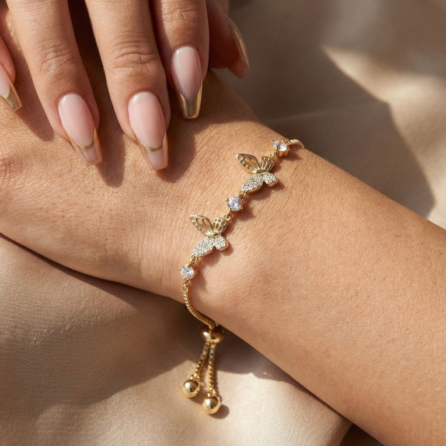 Golden Butterfly Charm Bracelet for Women – Adjustable Luxury Crystal Bracelet | Myst Juels
