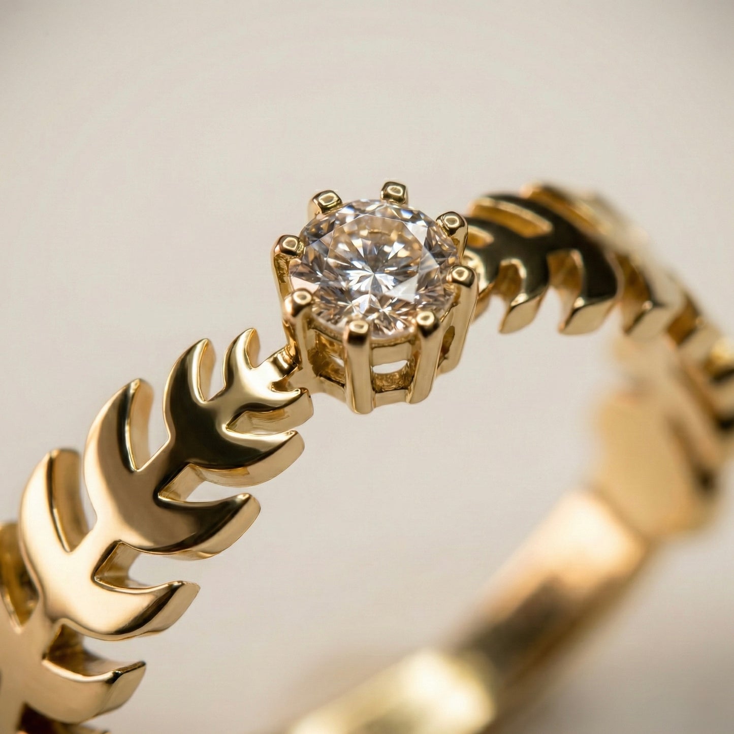 Leaf Design Solitaire Ring for Women – Gold PVD Luxury Stainless Steel Ring | Myst Juels