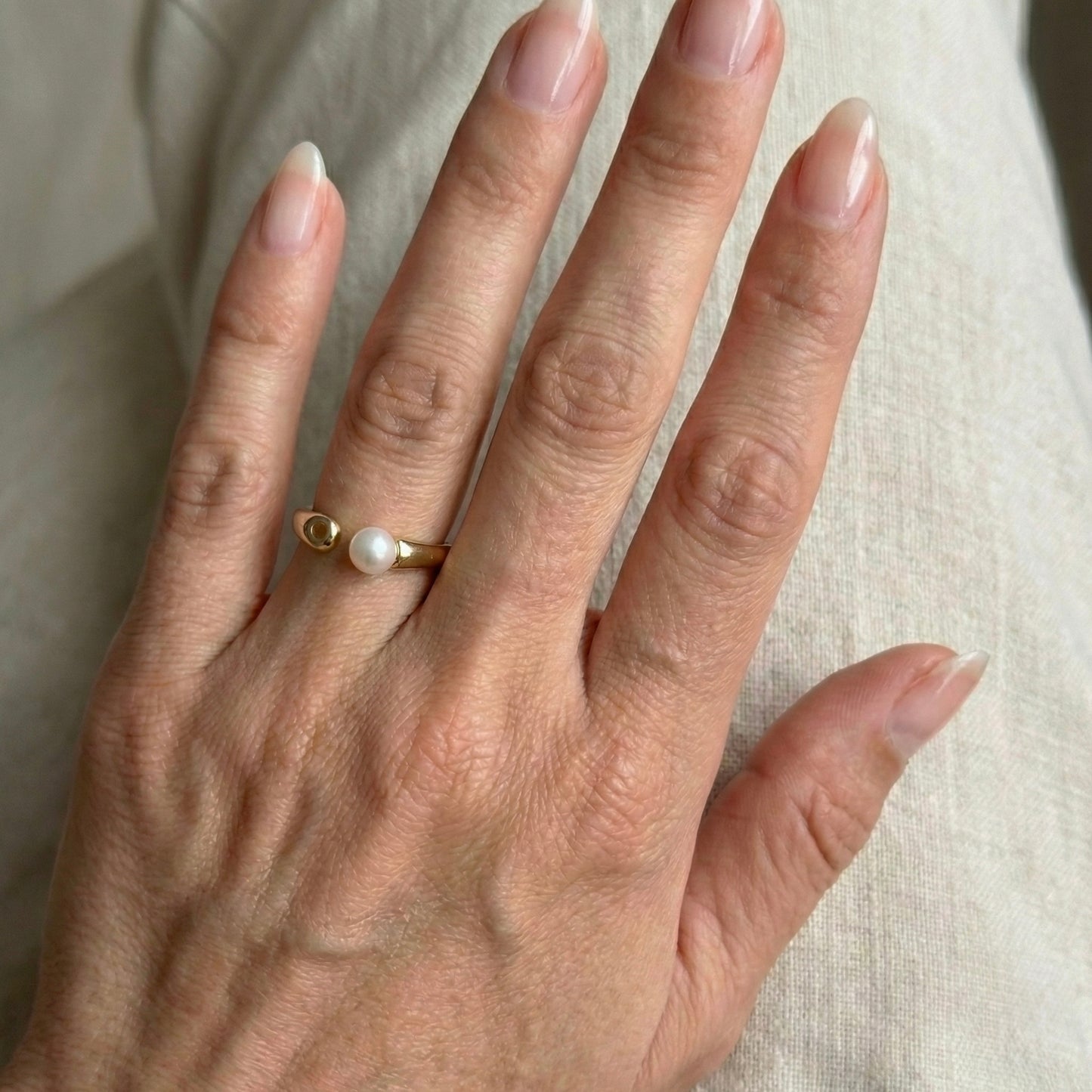 Open Pearl Adjustable Ring for Women – Gold PVD Stainless Steel Ring | Myst Juels