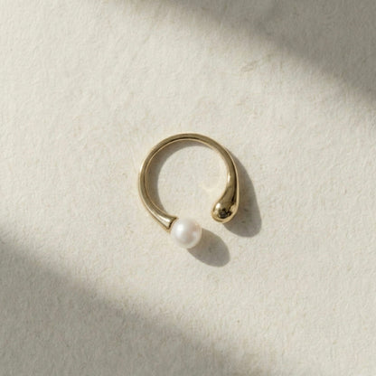 Open Pearl Adjustable Ring for Women – Gold PVD Stainless Steel Ring | Myst Juels