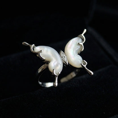Aurora Wings Mother of Pearl Adjustable Ring