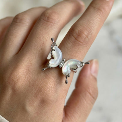 Aurora Wings Mother of Pearl Adjustable Ring