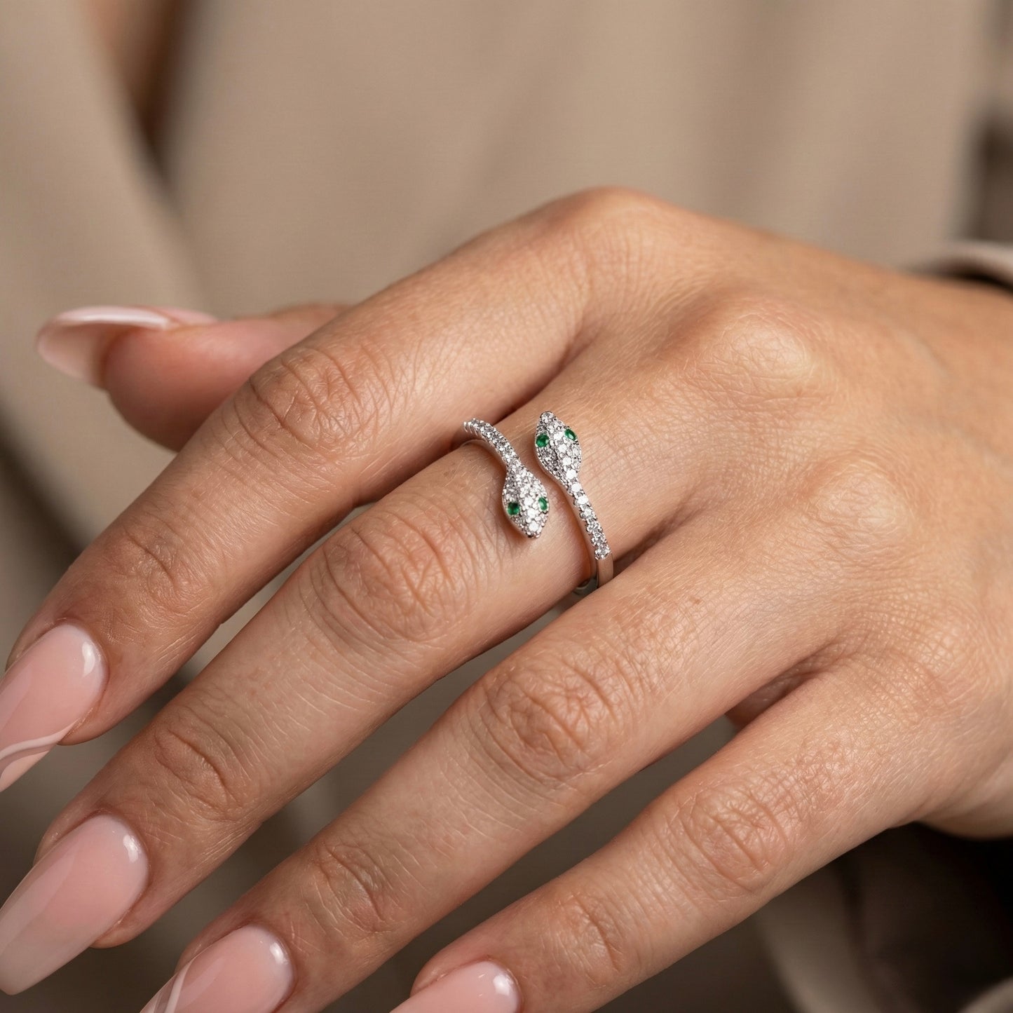 Serpentina Emerald Snake Adjustable Ring