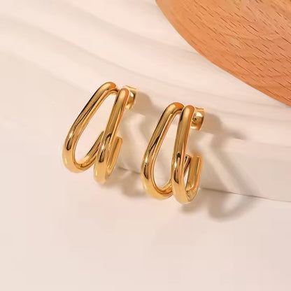 Luna Double Layer Gold Hoop Earrings