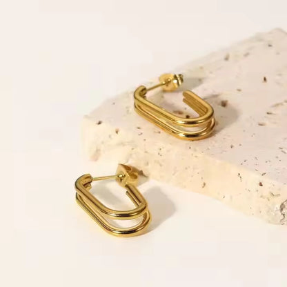 Luna Double Layer Gold Hoop Earrings