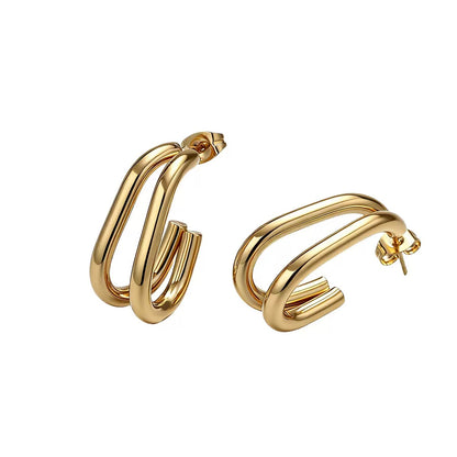 Luna Double Layer Gold Hoop Earrings
