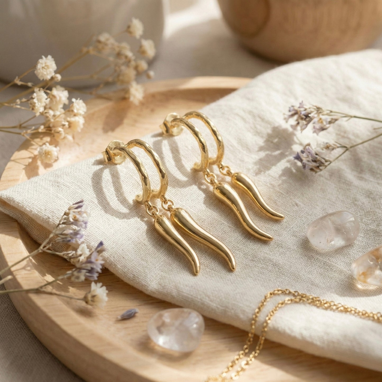 Golden Chilli Drop Hoop Earrings