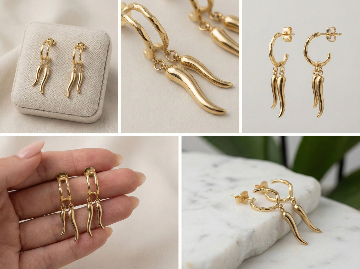 Golden Chilli Drop Hoop Earrings