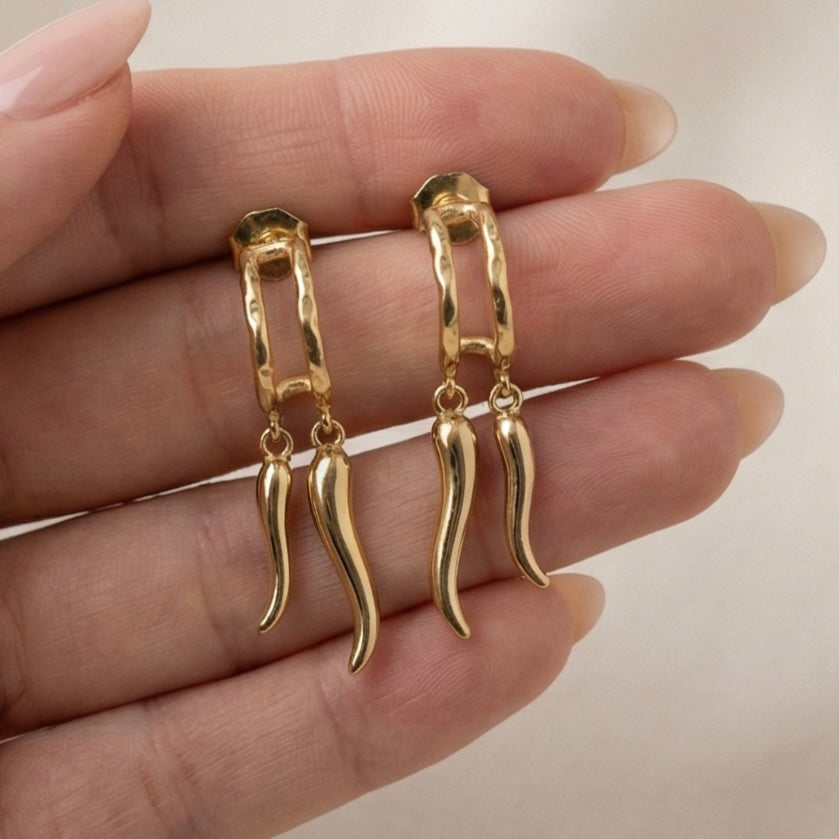 Golden Chilli Drop Hoop Earrings