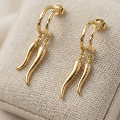 Golden Chilli Drop Hoop Earrings