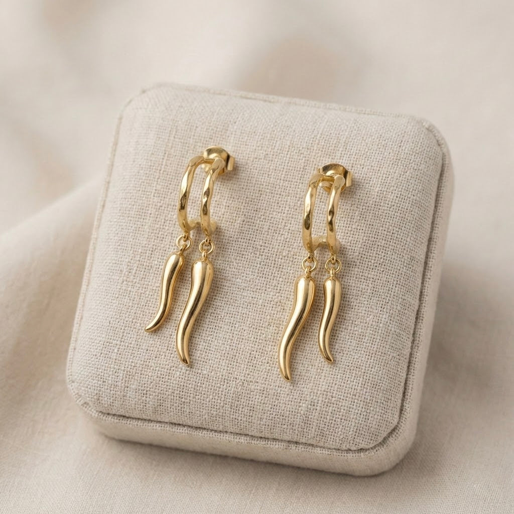 Golden Chilli Drop Hoop Earrings
