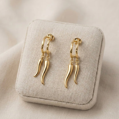 Golden Chilli Drop Hoop Earrings