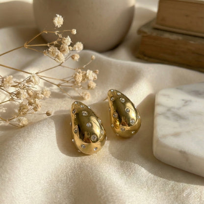 Celeste Crystal Gold Stud Earrings