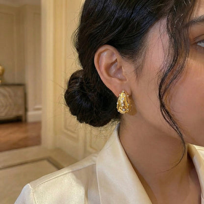 Celeste Crystal Gold Stud Earrings