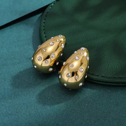 Celeste Crystal Gold Stud Earrings