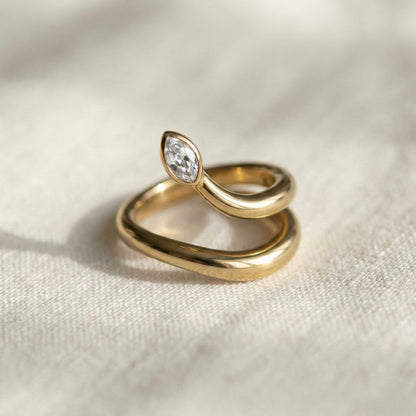 Celeste Marquise Crystal Wrap Gold Ring