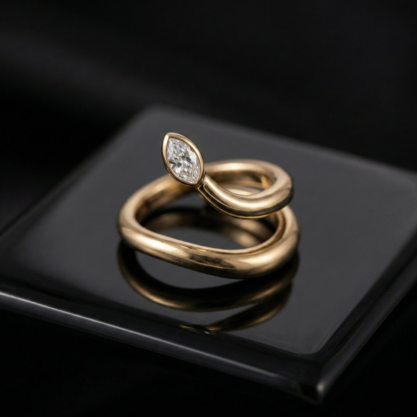 Celeste Marquise Crystal Wrap Gold Ring