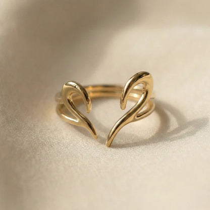 Heart Swirl Elegance | Open Heart Ring & Crystal Chain Earrings Combo