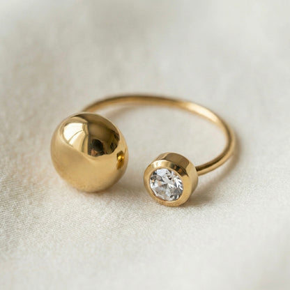 Aura Dual Dot Adjustable Gold Ring