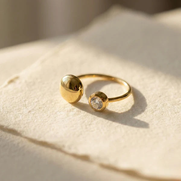 Classic Noir Professional – Black Polka Satin Bow, Single Diamond Necklace & Aura Dual Dot Ring