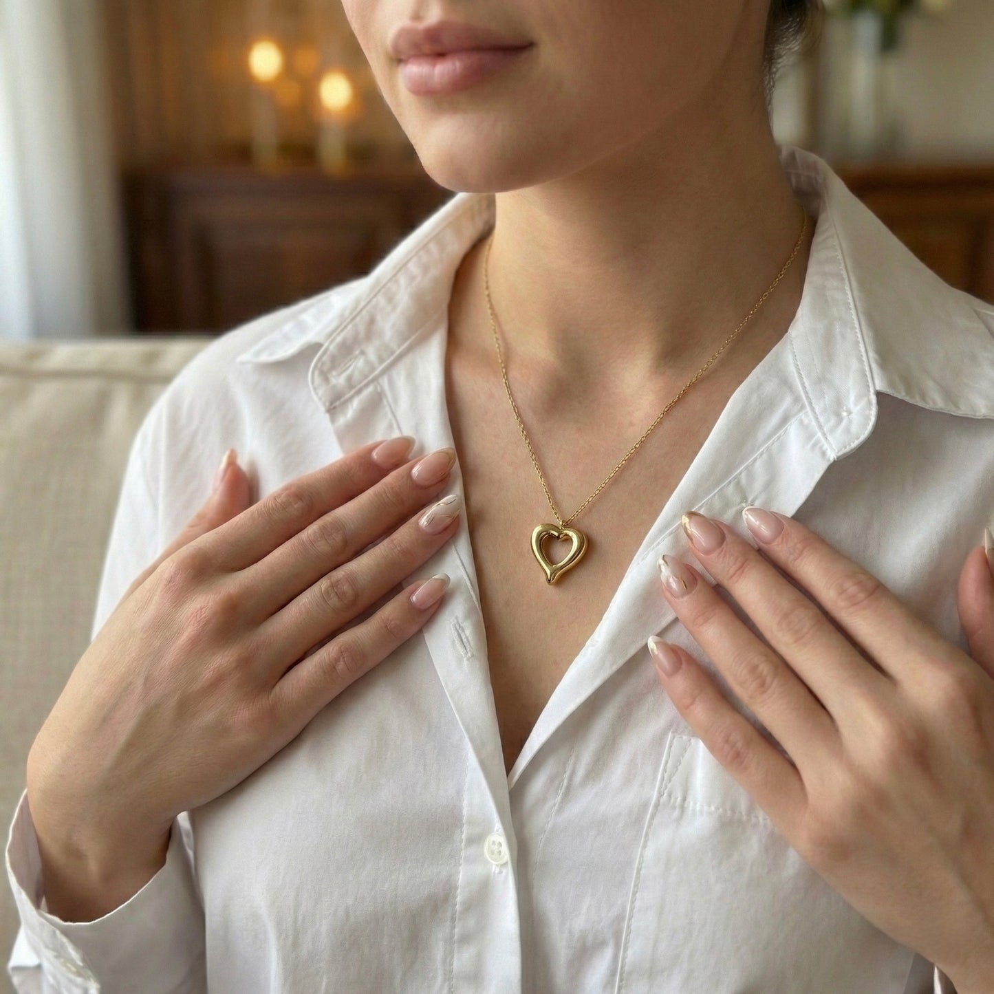 Open Heart Gold Plated Necklace – Minimal Love Pendant | Myst Juels