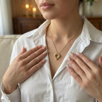 Open Heart Gold Plated Necklace – Minimal Love Pendant | Myst Juels